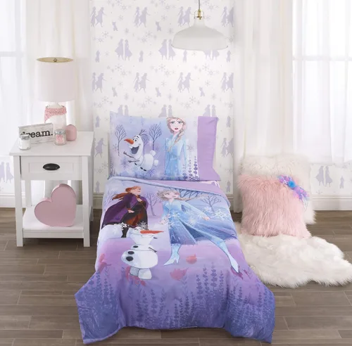 Miniatura 11 de Disney Encanto Tropical Delight - Juego de ropa de cama infantil de 4 piezas con flores y mariposas rosas y aguamarina, edredón, sábana bajera