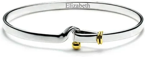 Miniatura 3 de Pulsera chapada en oro de dos tonos con gancho y ojo para mujer, para novia, plata de ley 925, personaliza, Metal