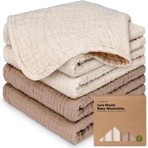 Miniatura 18 de Paquete de 5 paños de muselina para recién nacidos, 12 x 12 pulgadas, suaves y absorbentes, de muselina de algodón orgánico, para bebés, niñas