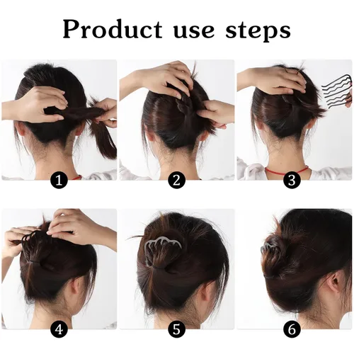 Miniatura 5 de Peines para el cabello en forma de U para mujer, estilo vintage estilo vintage (Negro)