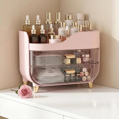 Miniatura 8 de Organizador de maquillaje para tocador con cajones grandes y suaves, organizador de cuidado de la piel extra grande para encimera de baño y tocador