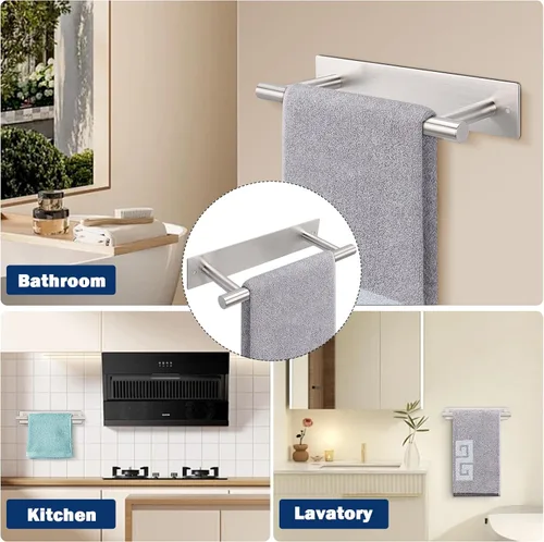 Miniatura 6 de NearMoon Soporte de toalla de mano autoadhesivo/Anillo de toalla, Barra de toalla de mano de acero inoxidable resistente al óxido, se pega