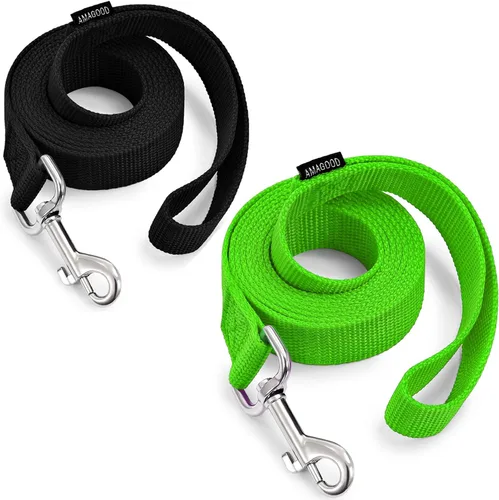 Miniatura 32 de AMAGOOD 6 pies de correas para cachorros/perros, correa de estilo tradicional resistente con gancho de cuello fácil de usar, correa para perros Negro