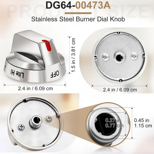 Miniatura 3 de DG64-00473A - Pomos de estufa de gas mejorados compatibles con perillas de estufa Samsung Nx58f5700ws Nx58h5600ss Nx58h5650ws Nx58j7750ss (1 unidad)