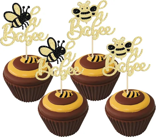 Miniatura 10 de 24 piezas de adornos para cupcakes de abejorro, figura pequeña de mariquita de resina, adornos para cupcakes de abeja, Oh Babee, decoraciones