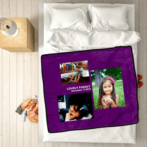 Miniatura 2 de Foto manta personalizada usando mis propias fotos felpa, fotos collage mantas personalizadas, regalo de boda de cumpleaños familiar para sofá