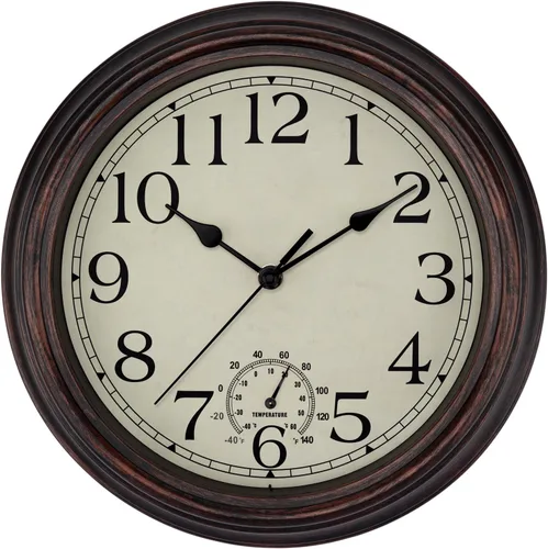 Miniatura 12 de Foxtop Reloj clásico redondo retro silencioso de 12 pulgadas, de cuarzo, decorativo, funciona con pilas, para sala de estar, cocina, oficina en casa