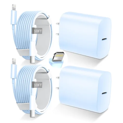 Miniatura 23 de DiHines Cargador rápido para teléfono 14 13 12 11, cable de carga Lightning de 3 pies con bloque de carga USB C de 20 W para teléfono 14/14 Pro