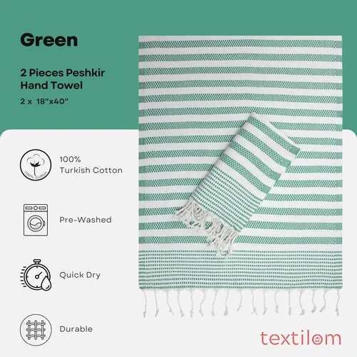 Miniatura 2 de TEXTILOM Toallas de Mano Turcas para Baño Juego de 2, Calidad de Hotel y Spa y Suaves y Absorbentes y de Secado Rápido Toallas de Mano para Baño