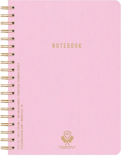Miniatura 10 de DesignWorks Ink Cuaderno de papel texturizado de doble alambre, planificador diario y diario de escritura de tapa suave, 160 páginas perforadas a