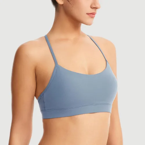 Miniatura 2 de Sujetadores deportivos acolchados para mujer, brasier deportivo sexy de línea larga entrecruzada, brasier deportivo de soporte medio con tirantes