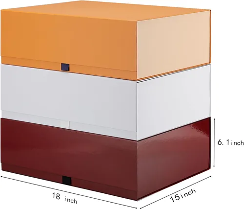 Miniatura 2 de Rsgift Paquete de 3 cajas de regalo de 18 x 15 x 6.1 pulgadas, cajas de regalo de colores surtidos con tapas, cajas plegables para propuestas