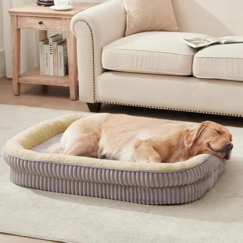 Miniatura 12 de Cama ortopédica para perros de razas medianas y grandes, sofá cama para perros con espuma de celda de huevo de alta densidad con cuatro lados