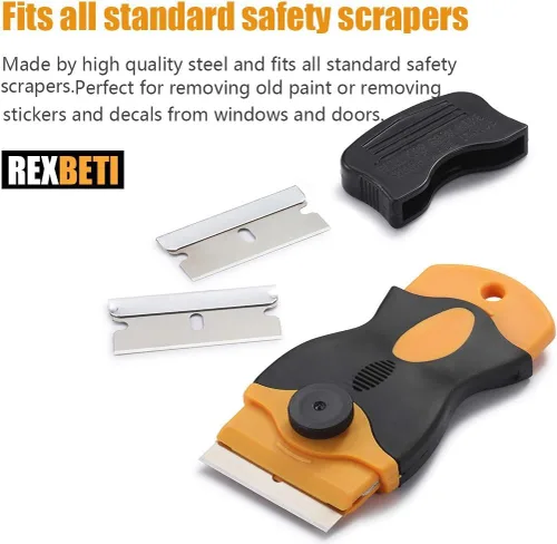 Miniatura 6 de REXBETI 400 piezas Hojas de afeitar de un solo filo, Hojas de afeitar de raspador industrial, Hoja de afeitar de un solo filo, Hojas de repuesto
