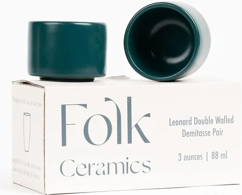 Miniatura 10 de Folk Ceramics Leonard Tazas de Café Expreso de Cerámica Tazas Demitasse Modernas Apilables para Expreso Paredes Gruesas, Sin Asa, Duraderas