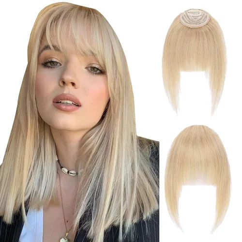 Miniatura 7 de Hairro Flequillo con clip, de cabello humano, fleco francés, con flecos, parte frontal plana, flequillo lateral, clip con cortina de sien, clip