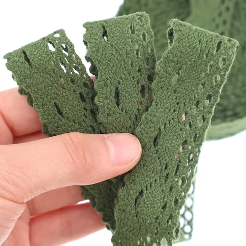 Miniatura 5 de Cordón de costura de ganchillo de encaje de algodón de cinta de encaje verde para envoltura de paquetes de regalo, suministros de álbumes de recortes