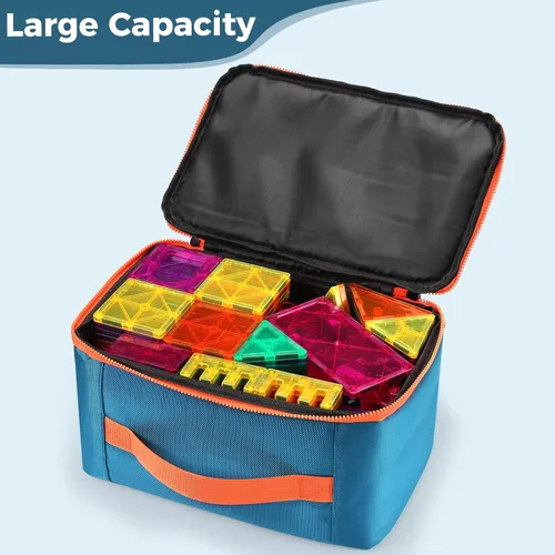 Miniatura 2 de Gemmicc Estuche de transporte de juguetes, bolsa de almacenamiento de azulejos magnéticos, organizador de tela Oxford resistente al agua, caja