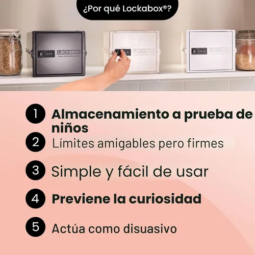 Miniatura 11 de Lockabox One™ Caja de Seguridad Premium Caja de Seguridad con Cerradura de Combinación Mediana para Alimentos, Medicamentos y Seguridad