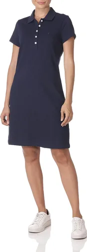 Nautica Vestido tipo polo de algodón elástico de manga corta para mujer Easy Classic