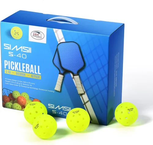 Miniatura 12 de S-40 - Pelotas de pickleball para exteriores, 40 agujeros, aprobadas por la USAPA, material de polietileno duradero, construcción sin costuras