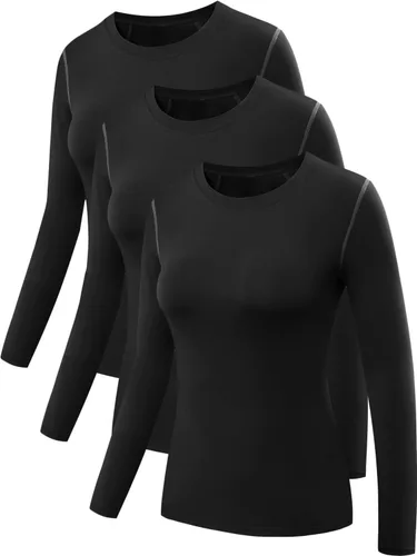 Miniatura 64 de NELEUS - Camisa deportiva de compresión atlética, de manga larga, para mujer, dry fit, paquete de 3