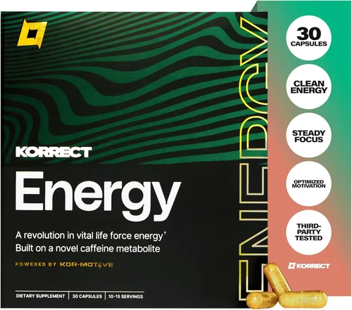 Korrect Energy - Suplemento de paraxantina | Energía limpia y apoyo de enfoque | Alternativa de cafeína para claridad mental y resistencia sin