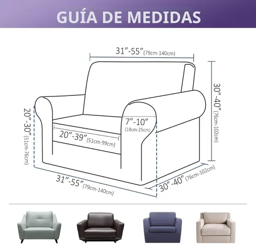 Miniatura 2 de Joccun Funda Elástica para Silla Sofá, Funda de Sofá de 1 Pieza Tela Jacquard de Spandex con Parte Inferior Elástica, Protector de Muebles Lavable