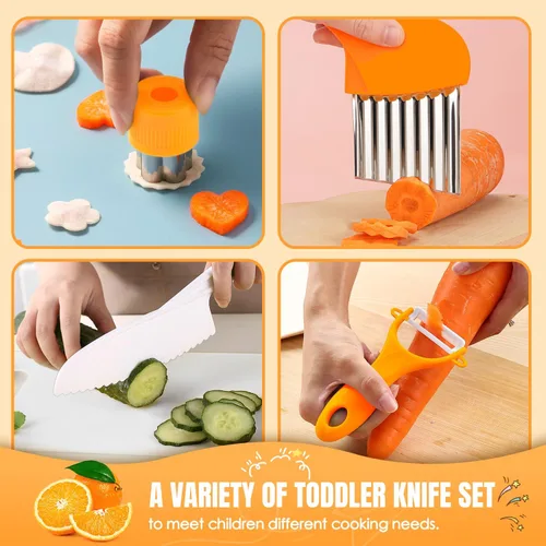 Miniatura 4 de Juegos de Cocina para Niños Reales, Juego de Cocina y Horneado para Niños con Estuche de Almacenamiento y Temporizador, Cuchillos Seguros