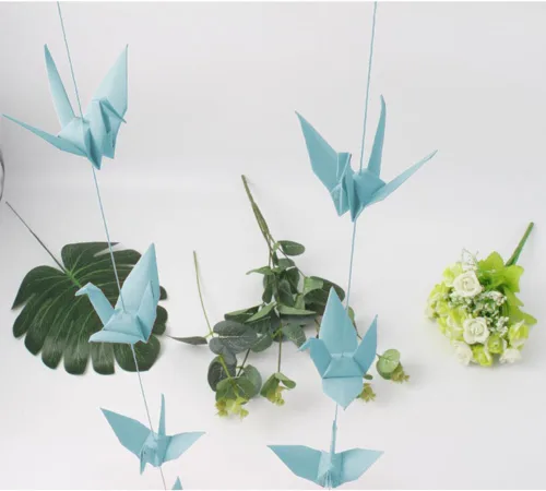 Miniatura 2 de Guirnalda colgante de grúa de papel (3 cuerdas x 5.2 pies), serpentinas de pájaros de origami para despedida de soltera, baby shower, suministros