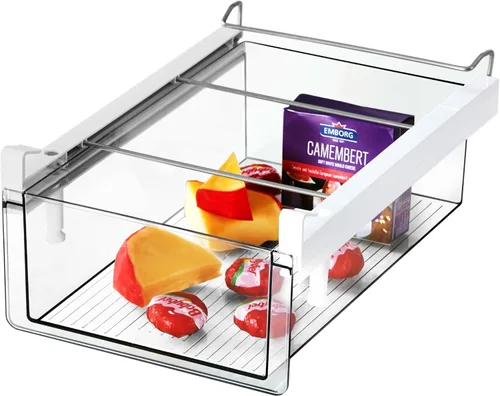 Miniatura 8 de vacane Contenedores organizadores de nevera, cajón de refrigerador de plástico transparente con asa, organizador de cajón de refrigerador extraíble