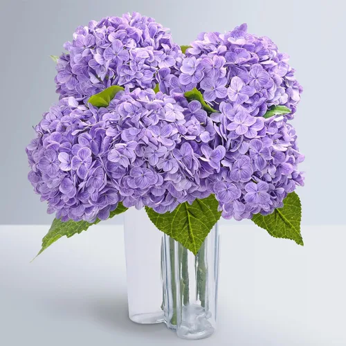 Miniatura 12 de Flores artificiales de hortensias de tacto real, 2 flores azules y 2 blancas de tacto real, flores de hortensias sintéticas de 21 pulgadas, flores