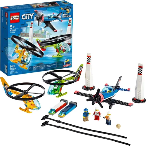 Miniatura 3 de LEGO City Air Race 60260 - Helicóptero volador de juguete, incluye 2 helicópteros Ripcord, juguete de avión de acrobacias, 2 pilones, más Rivera