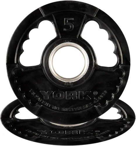 Miniatura 9 de G-2 Juego de discos de peso olímpicos de goma de doble agarre (2.5 libras, 5 libras, 10 libras) – Placas revestidas de goma duraderas con agujero