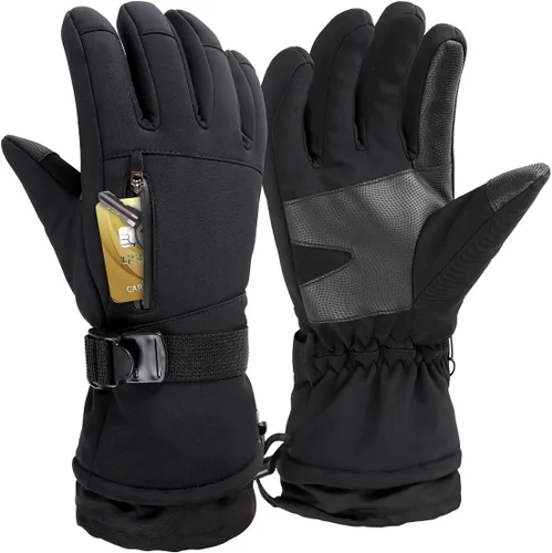 Frlozs Guantes de esquí y nieve impermeables aislados -30 F 3M guantes térmicos para motocicleta cálidos guantes de invierno para hombres y mujeres