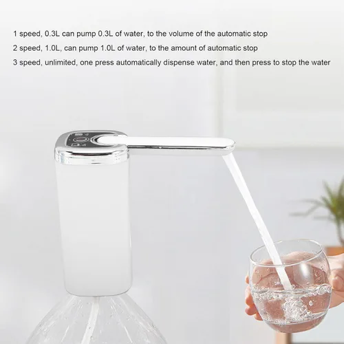 Miniatura 5 de SIXRUN Dispensador de agua eléctrico plegable de 5 galones, dispensador de agua eléctrico recargable con cable de carga de manguera suave de silicona