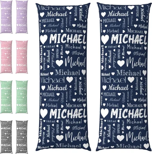 Miniatura 9 de Funda de almohada corporal personalizada con nombre (20 x 54 pulgadas), funda de almohada de cuerpo largo personalizada para niños, mamá, papá