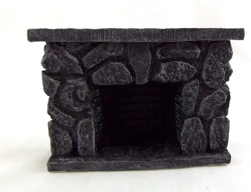 Miniatura 2 de Aztec Imports, Inc. Casa de muñecas Miniatura Rústica Negro Fieldstone Chimenea