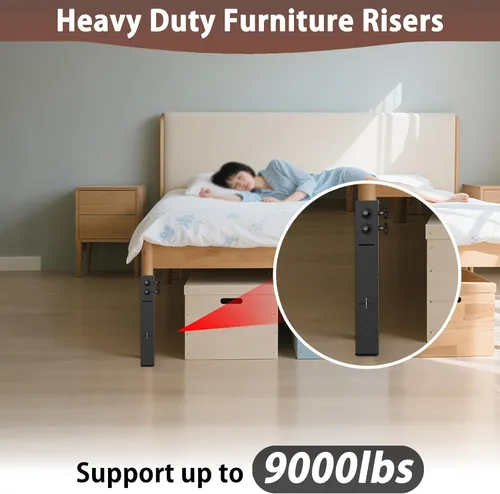 Miniatura 4 de Elevadores de cama de acero al carbono de grado superior 2025 de 2.3 pulgadas de diámetro, altura ajustable (3.2 o 5.1 pulgadas), elevadores de cama