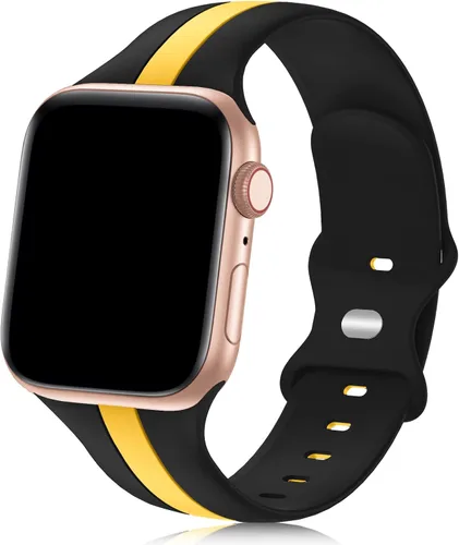 Miniatura 8 de Seizehe - Banda deportiva de diseño compatible con Apple Watch de 38/40/41/42/44/45/46/49 mm, unisex, correa de silicona suave para Apple Watch
