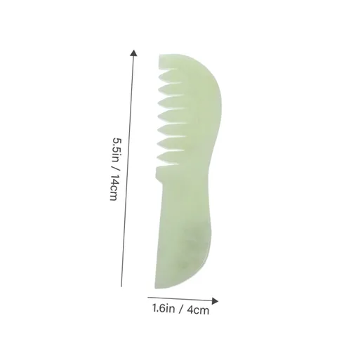 Miniatura 2 de 2 unids peine raspador cuero cabelludo cabeza jade herramienta raspado piedra para el cabello verde peines masaje de mano relajarse tablero guasha
