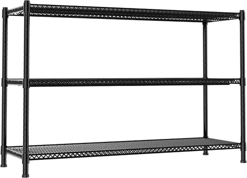 Miniatura 8 de Estantería de Servicio Pesado, Unidad de Estantería de Garaje de 47.6" de Alto con Patas Niveladoras, Estantes de Almacenamiento de Garaje Negro