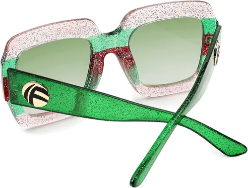 Miniatura 3 de Feisedy B2276 Gafas de sol cuadradas de gran tamaño con marco de brillantina multicolor