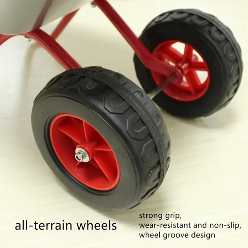 Miniatura 6 de 3T GROUP Juego de carretilla para niños, carretilla de metal para niños, barril de rueda para todas las estaciones, arena y suciedad, pala de nieve