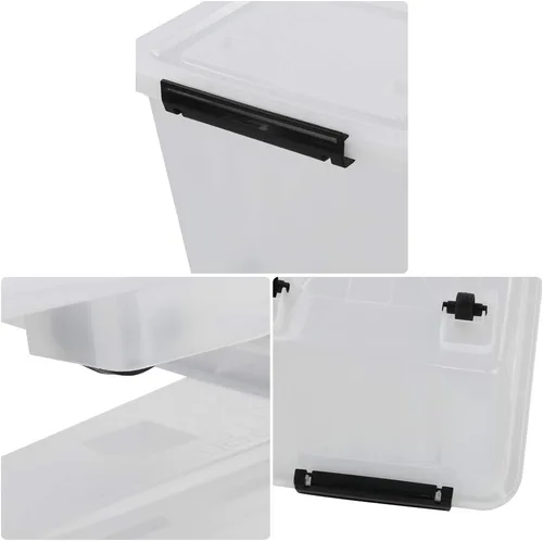 Miniatura 3 de Caja de almacenamiento de plástico transparente de 30 L con ruedas, paquete de 4 contenedores de plástico transparente Ultra-durable latching