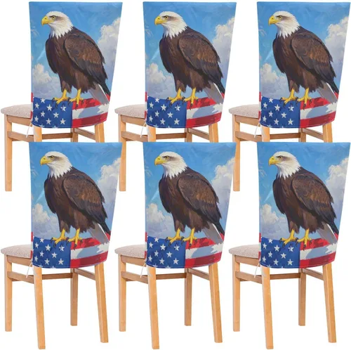 4th of July Independence Day Brown Bird Decorative Chair Protectors Covers for Family Gatherings Removable Office Seat Cover forro para sillas de