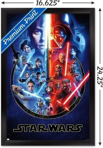Miniatura 3 de Trends International Star Wars - Póster de pared Skywalker Saga, 14.725 x 22.375 pulgadas, versión enmarcada de madera de granero