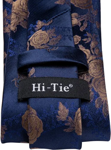 Miniatura 255 de Hi-Tie Corbatas de seda para hombre, diseño de cachemira a rayas, con bolsillo, gemelos cuadrados, conjunto formal de negocios