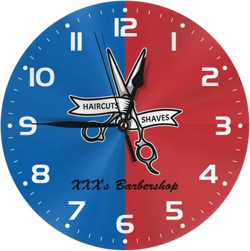 Miniatura 12 de Reloj de pared personalizado para peluquería, añade tu texto, reloj de peluquería rojo personalizado, reloj de pared para salón de belleza, regalo