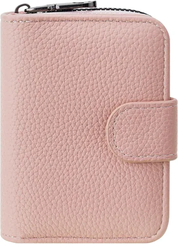 Miniatura 13 de FALAN MULE Cartera de Cuero para Tarjetas de Crédito con Bloqueo RFID Pequeña para Mujeres con Muñequera, Azul claro, Vintage